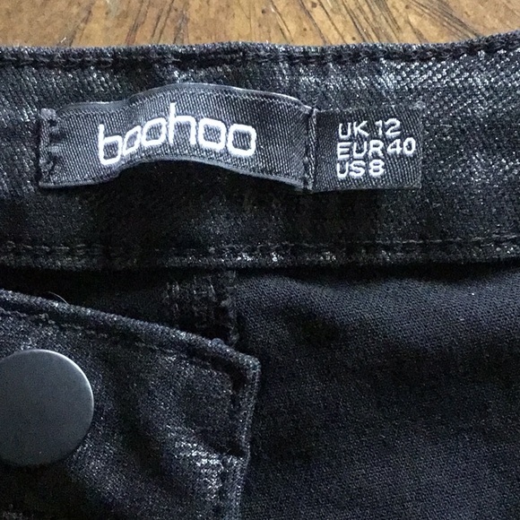 NEW Boohoo Black Plaid Faux Leather High Rise Pants - Picture 6 of 9